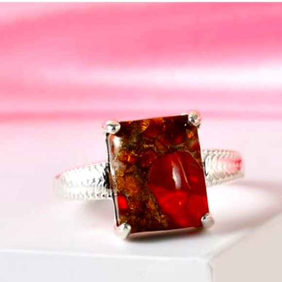 Matrix Fire Red Opal Sterling Silver Ring Sz 9! 🔥 - Picture 3 of 7